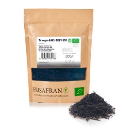 FRISAFRAN | Bio Earl Grey Schwarztee in Großpackung 100g | Antiseptisch | Schwarze Teeblätter | Energetisierend | Schwarze Teebeutel | Frischer und blumiger Tee | Earl Grey | schwarzer Tee Earl Grey