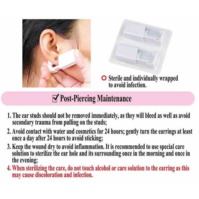 VitaCool Ear Piercing Kit Disposable Ear Cartilage Piercing Gun 3mm