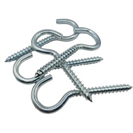 LLB 4 inch Screw-in Hooks Large Heavy Duty Cup Hooks Screw in Hooks Plain Ceiling Cup for Hanging Lights Eye Big Size: 8mm x 100mm Pack of 5