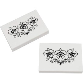 2 x 45mm 'Symmetrical Orchid Line Art' Erasers/Rubbers (ER00047694)