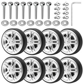 Pack of 8 Suitcase Wheels Replacement Wheels, 50 x 12 mm Suitcase Replacement Wheels, PU Luggage Replacement Wheels, Rubber Luggage Wheels, Swivel Castors Wheels for Trolley Luggage Suitcase Suitcase with Double Wheels with Mounting Tool