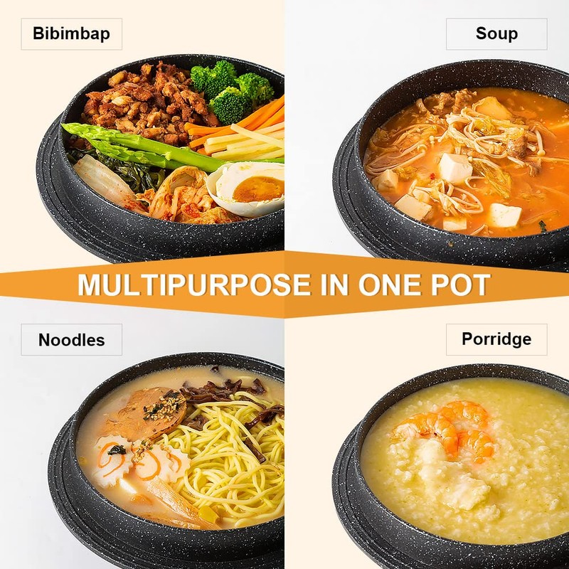 Bobikuke Cast Aluminum Pot with Lid, 7 in Non-Stick Casserole