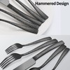 Remoxye 40-Piece Silverware Set, Black Hammered Stainless Steel Flatware Sets