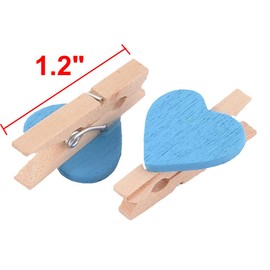 sourcingmap® Love Heart Card Photo Clothespins Pegs Mini Wooden Clip 20pcs Blue