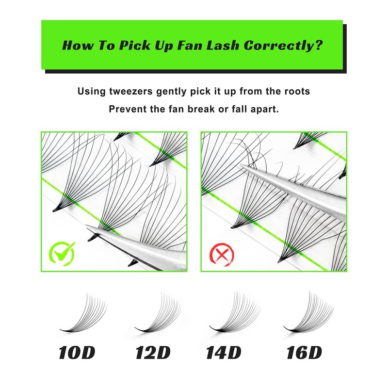 500 Pre made Fans Lash Extensions 10D 13mm Single Length