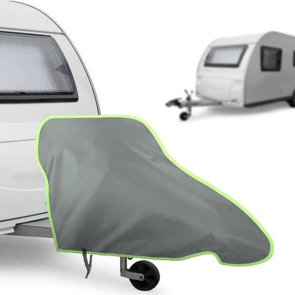 URAQT Drawbar Cover, Universal Drawbar Cover with Green Reflective Strips and Click Closure, Weather Protection, Tarpaulin 420D Drawbar Protective Cover for Caravans, Motorhomes and Trailers Types,