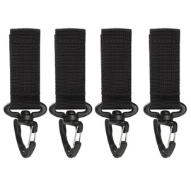 Azarxis Tactical Carabiner Ring Velcro Belt Molle Key Ring Buckle Keychain Multi-functional Tactical Pouch Bag Backpack Compatible (2#Black-4pcs)