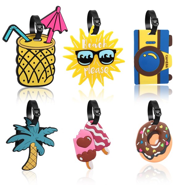 PHOGARY Pack of 6 Suitcase Tags, Colourful Luggage Tags, Suitcase