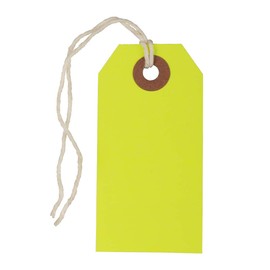 JAM PAPER Gift Tags with String - Small - 3 1/4 x 1 5/8 - Neon Yellow - 10/Pack