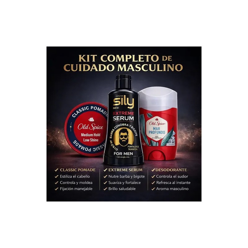 Kit Cera Old Spice Desodorante Mar Profundo Serum Barba Bigo