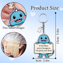 SUDIKUB Brother Birthday Gift, Funny Dinosaur Keychain for Brother or Sister, Acrylic Sibling Gift with Humorous Message, Unique Keepsake for Big or Sister, Birthday