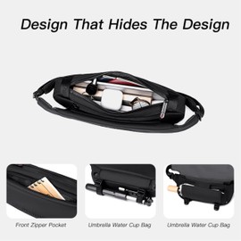 DE LAMASSU® Evan Gürteltasche Herren Damen – Schwarz – Wasserdicht & Leicht – 16x5x26 cm – Hüfttasche für Reisen, Arbeit & Alltag mit Flaschenfach