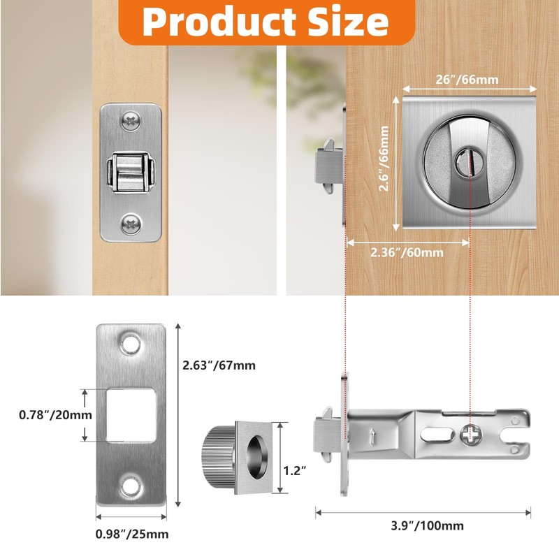 Lipshome Pocket Door Lock, Pocket Door Lock with Key, Pocket