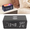 Wooden Digital Alarm Clock with Wireless Charging Black Adjustable Brightness