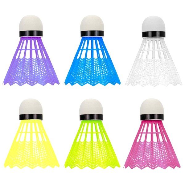 Pack of 6 Shuttlecocks - Coloured Badminton Shuttlecocks, Fun Garden