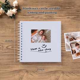 potricher 8 x 8 Inch DIY Scrapbook Album 40 Pages Hardcover Kraft Paper Scrap Book Photo Albums Memory Book for Wedding and Anniversary Family (White, 8 Inch)