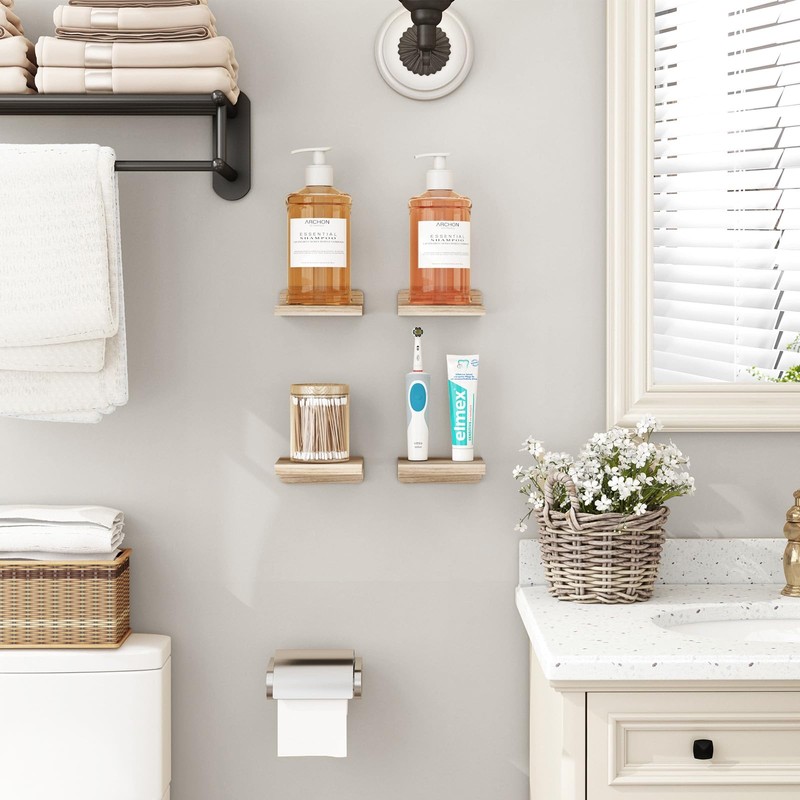 Fixwal Floating Shelves for Wall, Rustic Wood Small Wall Mounted