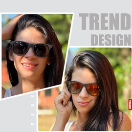 YUELUQU Square Polarised Sunglasses for Men Women Unisex Retro 100% UV400 Glasses (Black-sliver)