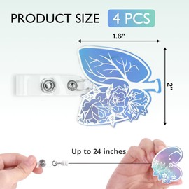 Hugwish Pack of 4 Retractable Badge Holder Clips for Nurses, Doctors, Volunteer Gifts, Name Plate Nurse, Nurse Accessories