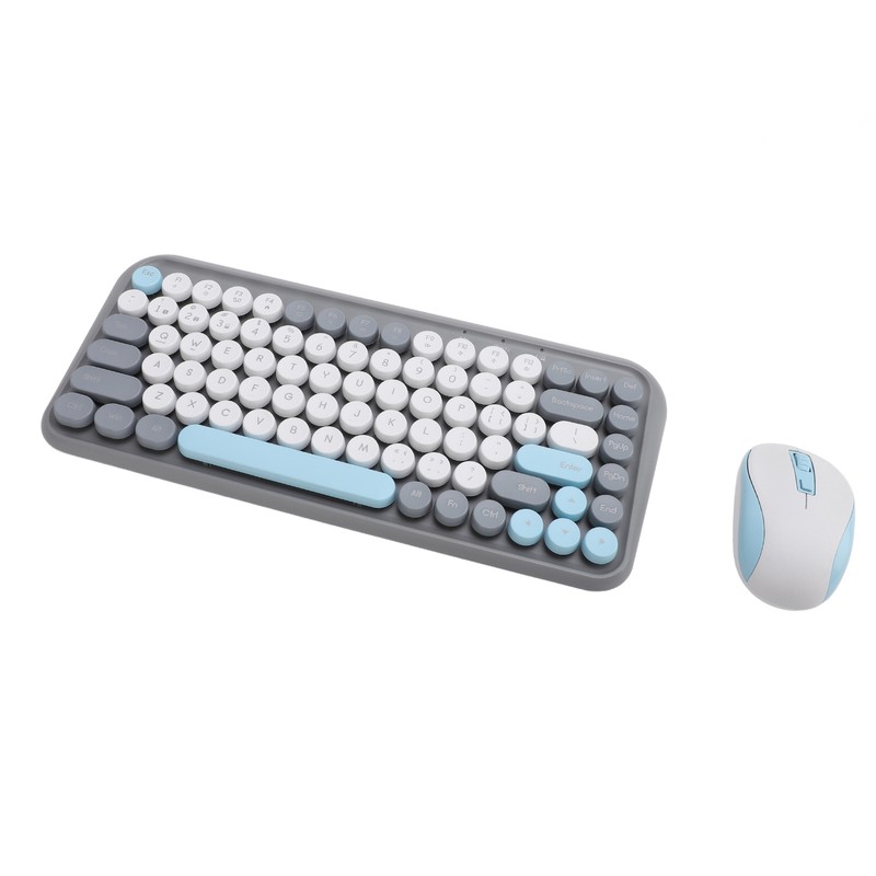 Wireless Keyboard and Mouse Combo 2.4G and Bluetooth Quiet Round