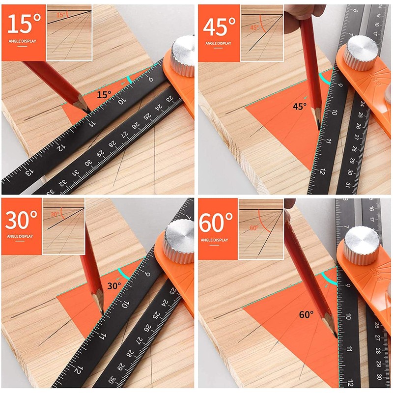 ANCLLO Horizontal Sliding T-Bevel Gaug Level Tool T-Bevel Ruler with