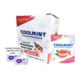 CoolMint himalayan pink salt sour plum flavored mint candy - 12 pack per box, 15g per pack