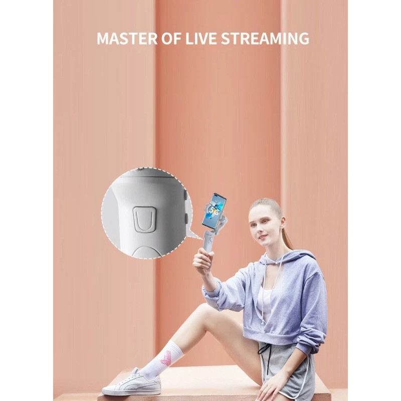 3-Axis Smartphone Gimbal Stabilizer - 0.5lbs Foldable, Face Tracking Anti-Shake
