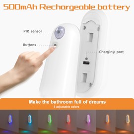 ONXE Toilet Night Light Motion Sensor, 8 Color Changing LED Wall Motion Sensor Light Indoor Bathroom Accessories Decor, Inside Toilet Lights Unique Gadgets for Men Kids Birthday Gifts (3)