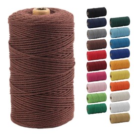 Macrame Cord, POZEAN 2mm x 220 Yards (About 200m) Colored Macrame Rope, 100% Natural Cotton Rope for Wall Hanging,Plant Hangers,DIY Crafts Knitting,Christmas Wedding Decorative Projects(Brownness)