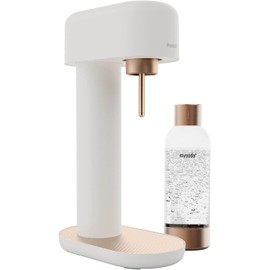 Mysoda Ruby 2 Sparkling Water Maker - Silent Carbonated Water Machine Made of Robust Long-Lasting Aluminium & 1L Water Bottle - Without CO2 Cylinder - Colour White Copper