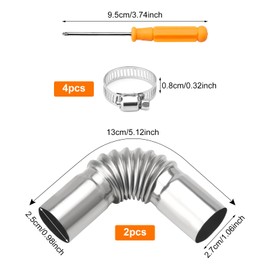 ZMDMAH 2 x Auxiliary Heater Exhaust Pipe Angle Connector Exhaust Hose for Power Generator Car Heater Exhaust Pipe 25 mm Stainless Steel Exhaust Pipe for Cars with 4 Stainless Steel Clips
