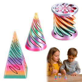 Spiral Cone Fidget Toy - 3Pcs Impossible Cone Fidget Toy Set, 3D Printed Optical Illusion Stress Reliever, Impossible Cone Puzzle Toy for Focus & Fun, Cool Fidget Gift for Kids & Adults, Colorful