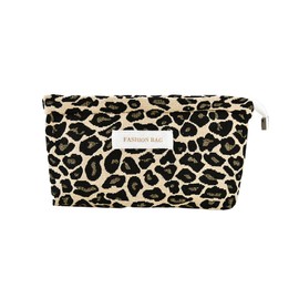 Sisadodo Dark Leopard Print Makeup Bag Waterproof Travel Cosmetic Bag Organiser for Women Girls Portable Washing Toiletry Zip Lock Cluch Bags Make Up Travelling Accessories Storage Pouch with Zipper