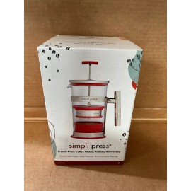 Simpli Press 34-OZ Stainless Steel and Glass French Press Coffee Maker Red New