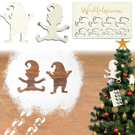 Mino Plus Gnome Stencil Footprints, Gnome Footprints Snowflake Stencil, Gnome Stencil Window, Gnome Stencil Footprints Wooden Gnome Footprint Gnome Door Accessories (A)