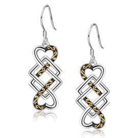 CHIC & ARTSY Celtic Earrings 925 Sterling Silver Good Luck Celtic Knot Drop Dangle Earrings Irish Fine Jewelry For Women