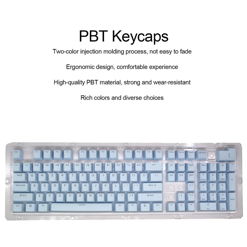 PBT Keycaps Ergonomic Design Oil Resistant Colorful 108 Key Video