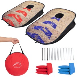 Portable Cornhole Set PVC Framed Corn Holes Outdoor Game Set with 2 Cornhole Boards, 8 Cornhole Bean Bags and Carrying Case, Camping Games Indoor Outdoor for Kids and Adults, Travel Camping Accessory