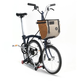 Bike Basket Bag for Brompton Folding Bike, 17L Bike Carrier with Quick Release Mount, Laptop Pocket & Pet Friendly Bicycle Basket (Khaki, 17L)