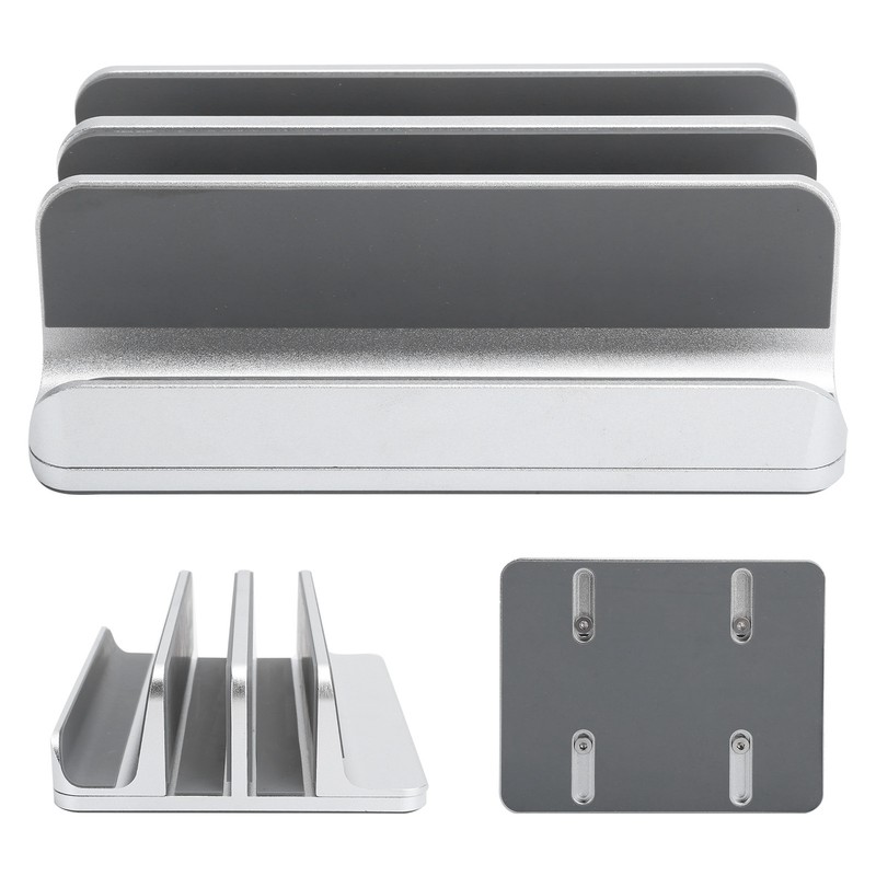 Adjustable Vertical Laptop Stand Double Slots Aluminium Alloy Notebook Computer