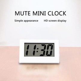 Mini Digital LCD Clock, Car Dashboard and Desktop Alarm Clock, White