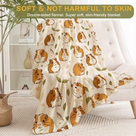 Guinea Pig Blanket Plush Flannel Throw Blanket - Ultra Soft & Warm, Comfy & Lightweight - Perfect for Couch, Travel, Bedroom, Bed, Living Room - Cozy, Fuzzy Gift 50in×60in