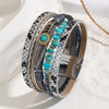 VIBILIA Boho Leather Wrap Bracelets for Women Gravel Feather Multi-Layer
