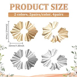 GOMAKERER 4 Paar Statement Ohrringe Für Damen, 2 Farben Große Goldene Silberne Blumenohrringe Mit Ginkgoblättern Partyschmuck Für Frauen