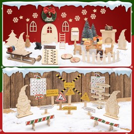 EIKEJI Gnome Door Set, 67 Pieces Gnome Accessories Christmas, Gnome Construction Site, Gnome Door, Complete Set, Elf Door, Gnome Door, Christmas Gnome Set with Baking Set, Advent Calendar, DIY Gift