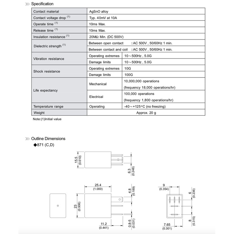 Song Chuan 871-1C-C-R1U01 12VDC (Pack of 3) Micro 280 SPDT