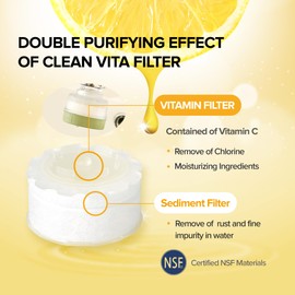 Water Filter for Sink Faucet, Double-Step Filtration, Vitamin C Gel, NSF Certified, Snowflake Holes - Removes Impurities, Chlorine and Rust - Skin Hydration, Made in Korea, Olive Green