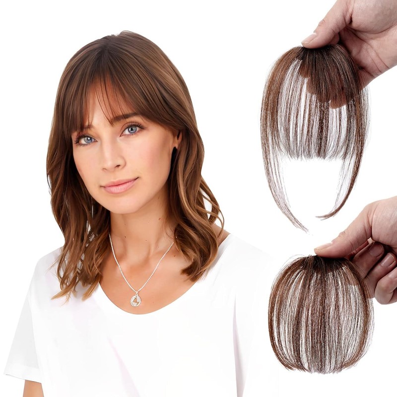 2 Piezas Extensión de Flequillo,Fleco Postizo Cabello Natural, Flequillo de