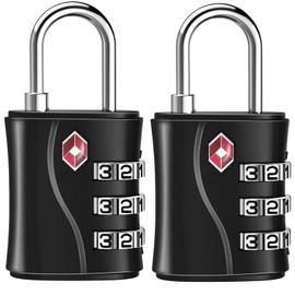 ZHEGE TSA Approved Luggage Locks, 3 Digit Padlock for Suitcase, Backpack, Laptop Bag and Handbag, Suitcase Lock for Gym, Drawer (Black, 2 Pack)