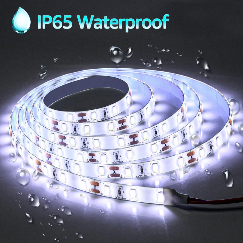 Tesfish 12V LED Strip, 2M SMD 5630 White 6000K LED